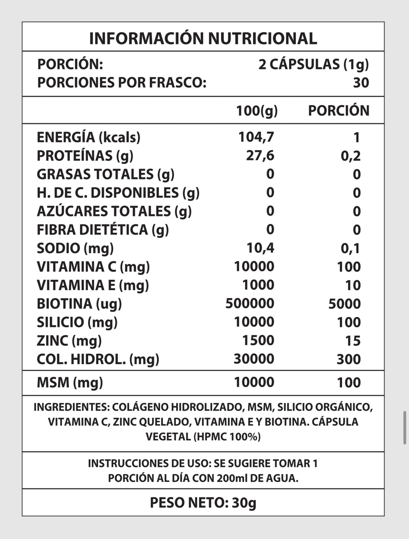 Biotina & Colágeno Vidanova 1000mg (60 cápsulas)